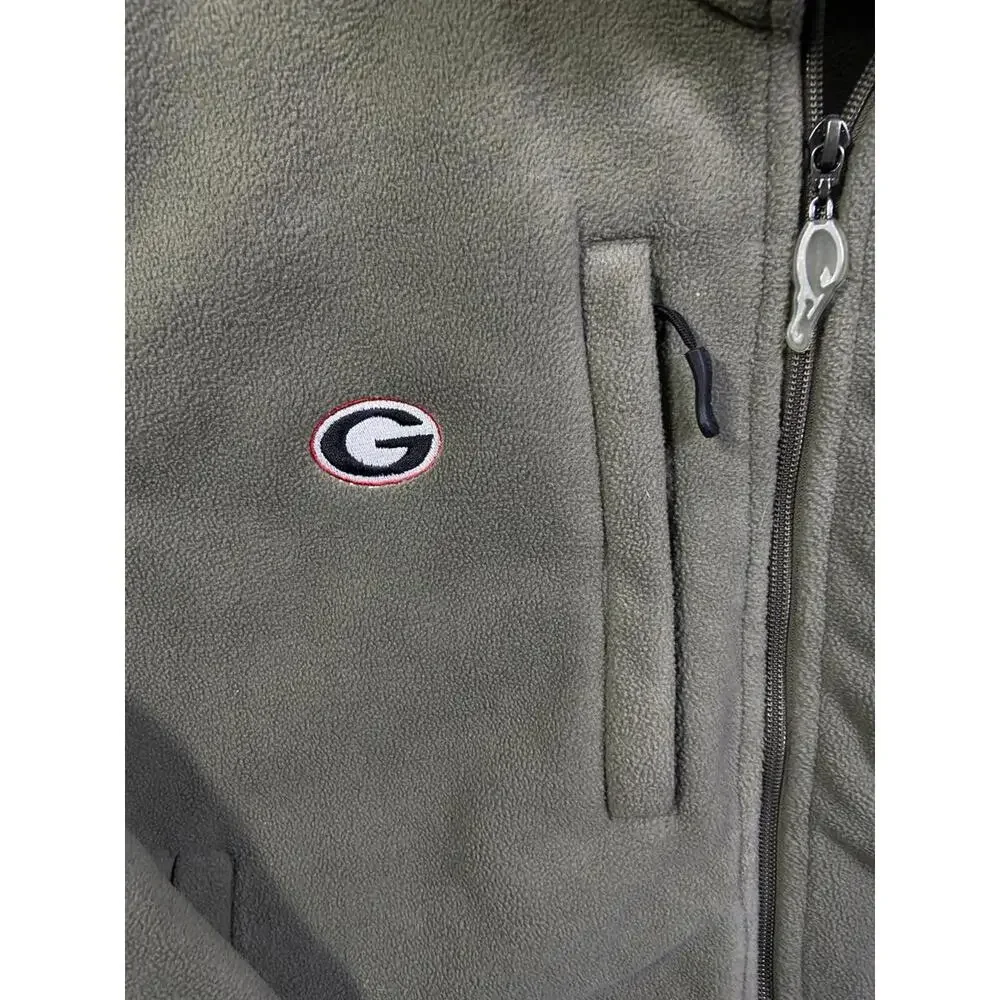 Drake Heavy Fleece Waterfowl Magnattach Georgia Bulldogs Zip Green Jacket Mens S